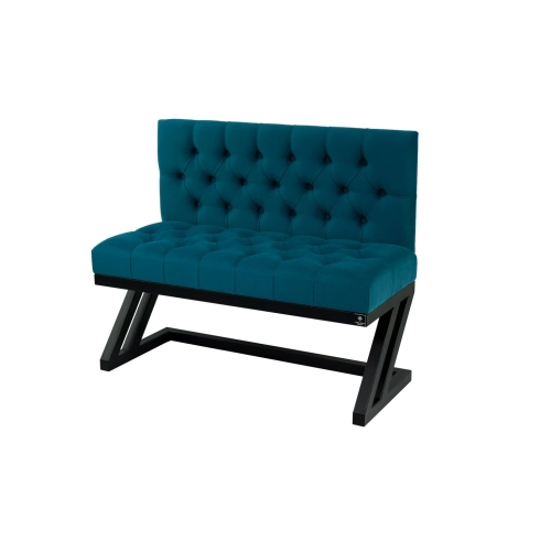 Ławka Metalowa z Oparciem Turkusowym Pikowanym LMO-7