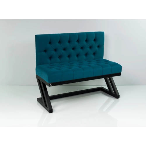 Ławka Metalowa z Oparciem Turkusowym Pikowanym LMO-7