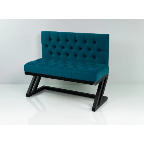 Ławka Metalowa z Oparciem Turkusowym Pikowanym LMO-7