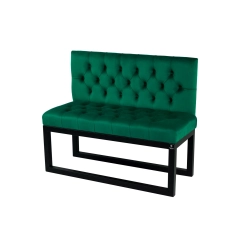 Ławka Metalowa z Oparciem Butelkowa Zieleń Pikowanym LMO-8