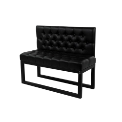 Ławka Metalowa z Oparciem Czarnym Pikowanym LMO-8