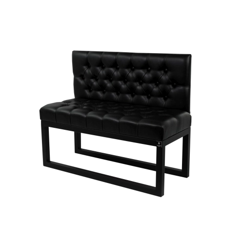 Ławka Metalowa z Oparciem Czarnym Pikowanym LMO-8