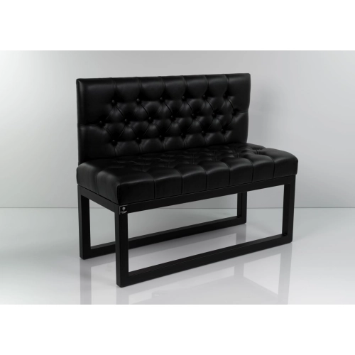 Ławka Metalowa z Oparciem Czarnym Pikowanym LMO-8