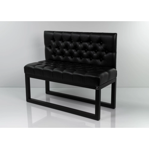 Ławka Metalowa z Oparciem Czarnym Pikowanym LMO-8