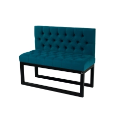 Ławka Metalowa z Oparciem Turkusowym Pikowanym LMO-8