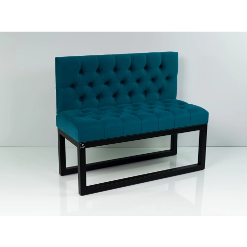 Ławka Metalowa z Oparciem Turkusowym Pikowanym LMO-8