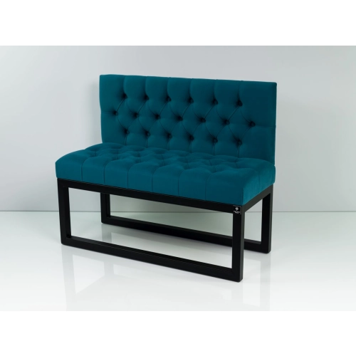 Ławka Metalowa z Oparciem Turkusowym Pikowanym LMO-8