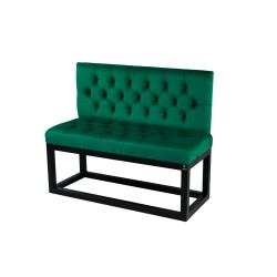 Ławka Metalowa z Oparciem Butelkowa Zieleń Pikowanym LMO-9