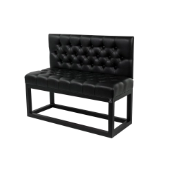 Ławka Metalowa z Oparciem Czarnym Pikowanym LMO-9