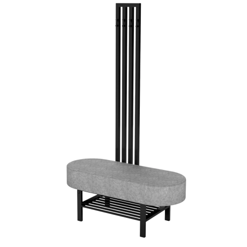 Ławka Do Przedpokoju Z Wieszakiem Metalowa Siedzisko Tapicerowane Stal LMW-12