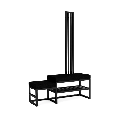 Ławka Do Przedpokoju Z Wieszakiem Metalowa Siedzisko Czarny Tapicerowane Stal LMW-14