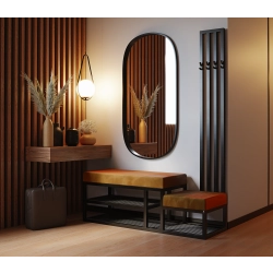 Ławka Do Przedpokoju Z Wieszakiem Metalowa Siedzisko Pomarańczowe Tapicerowane Stal LMW-15