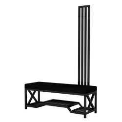 Ławka Do Przedpokoju Z Wieszakiem Metalowa Siedzisko Czarny Tapicerowane Stal LMW-16