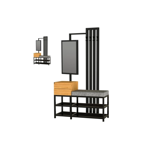 Ławka do przedpokoju z lustrem i wieszakiem