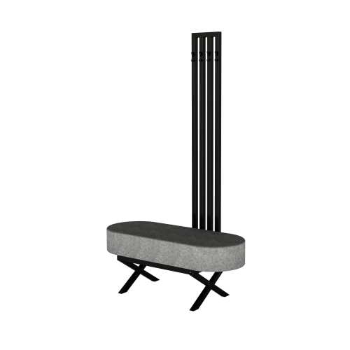 Ławka Do Przedpokoju Z Wieszakiem Metalowa Siedzisko Tapicerowane Stal LMW-4