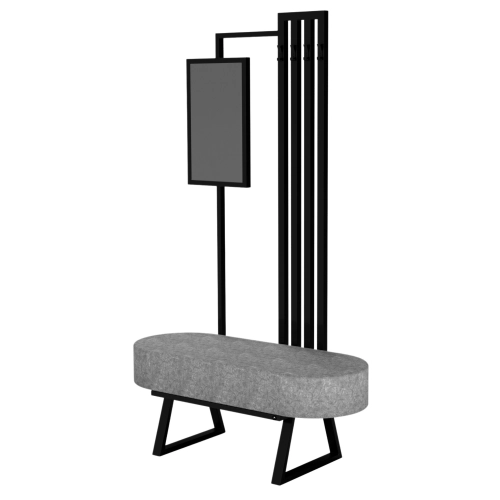 Ławka Do Przedpokoju Z Wieszakiem I Lustrem Metalowa Siedzisko Tapicerowane Stal LMW-7