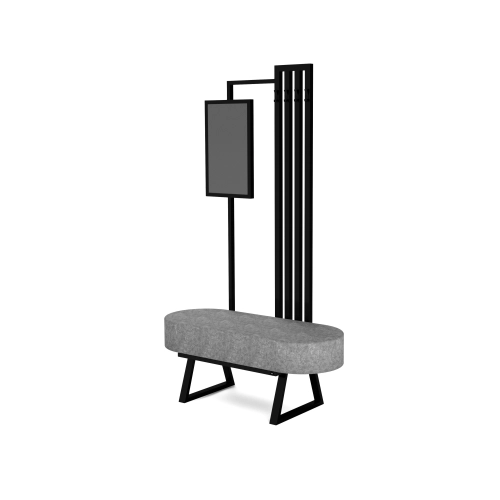 Ławka Do Przedpokoju Z Wieszakiem I Lustrem Metalowa Siedzisko Tapicerowane Stal LMW-7