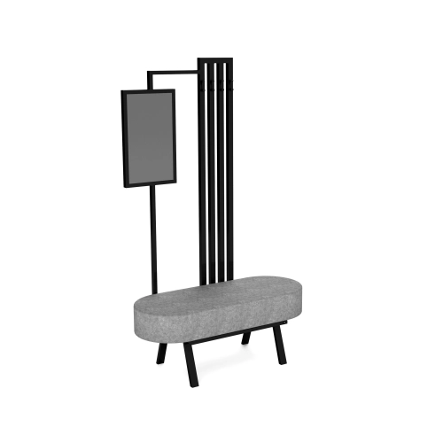 Ławka Do Przedpokoju Z Wieszakiem I Lustrem Metalowa Siedzisko Tapicerowane Stal LMW-9