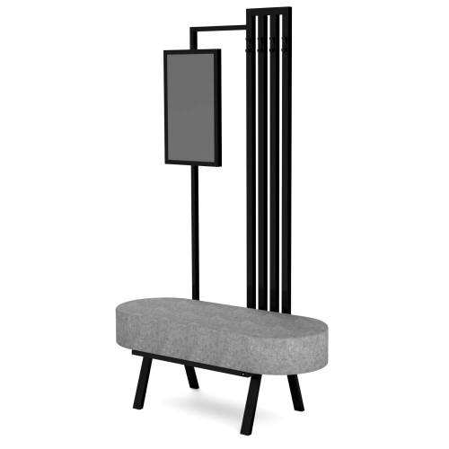 Ławka Do Przedpokoju Z Wieszakiem I Lustrem Metalowa Siedzisko Tapicerowane Stal LMW-9