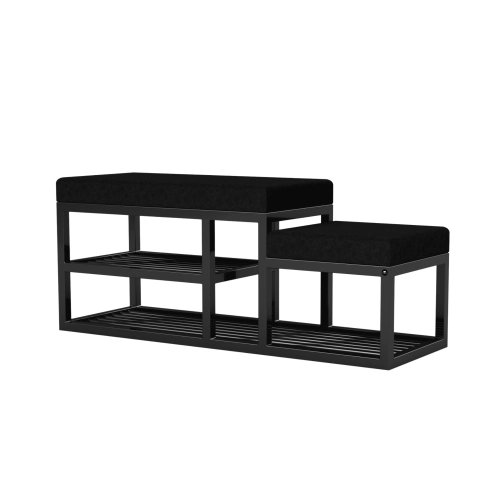 Ławka Pufa Tapicerowana Siedzisko Gładkie Czarny LGM-101