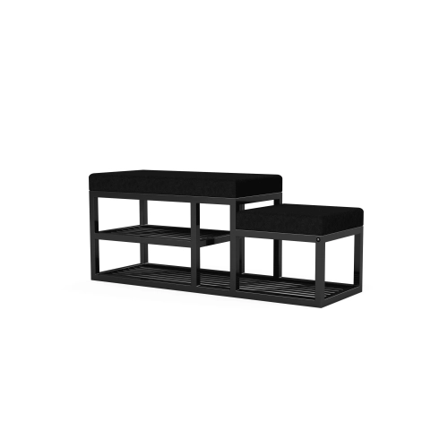 Ławka Pufa Tapicerowana Siedzisko Gładkie Czarny LGM-101