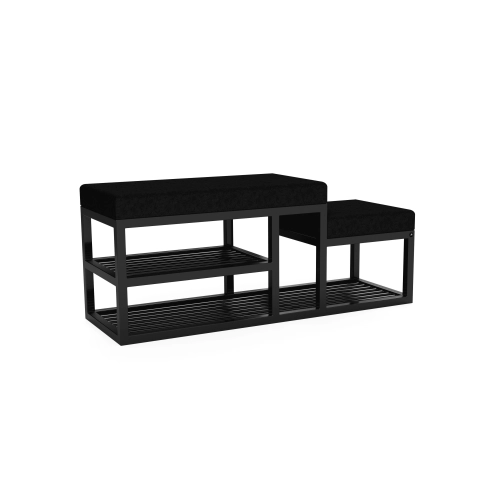 Ławka Pufa Tapicerowana Siedzisko Gładkie Czarny LGM-101