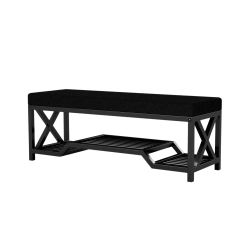 Ławka Pufa Tapicerowana Siedzisko Gładkie Czarny LGM-102
