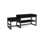 Ławka Pufa Tapicerowana Siedzisko Gładkie Czarny LGM-104