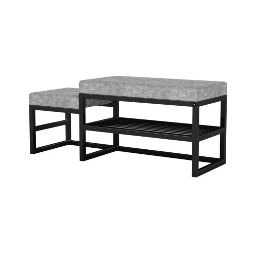 Ławka Pufa Tapicerowana Siedzisko Gładkie Szary LGM-104