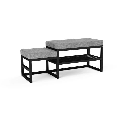 Ławka Pufa Tapicerowana Siedzisko Gładkie Szary LGM-104