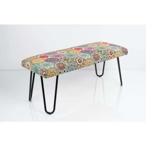 Ławka Pufa Tapicerowana Hexagony Mandala LGM-12 Nóżki Czarne Rozmiary od 50 cm do 120 cm