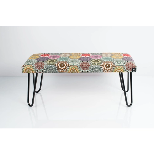 Ławka Pufa Tapicerowana Hexagony Mandala LGM-12 Nóżki Czarne Rozmiary od 50 cm do 120 cm