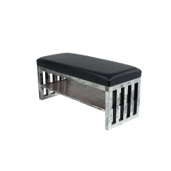 Ławka Metalowa Loft Siedzisko Ekoskóra Czarny LGM-24 Rozmiary od 50 cm do 200 cm