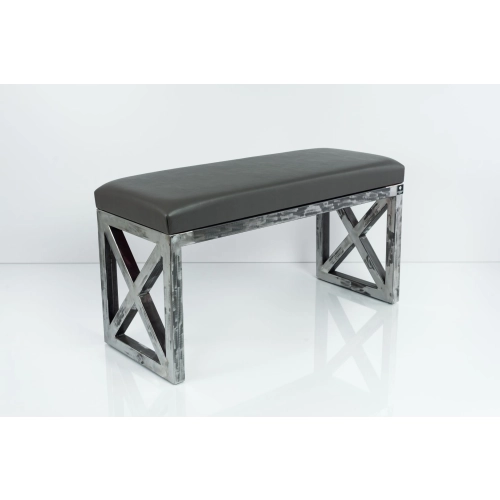 Ławka Metalowa Loft Siedzisko Ekoskóra Grafit LGM-14 Rozmiary od 50 cm do 200 cm