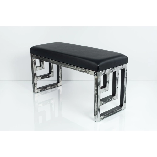 Ławka Metalowa Loft Siedzisko Ekoskóra Czarny LGM-15 Rozmiary od 50 cm do 200 cm