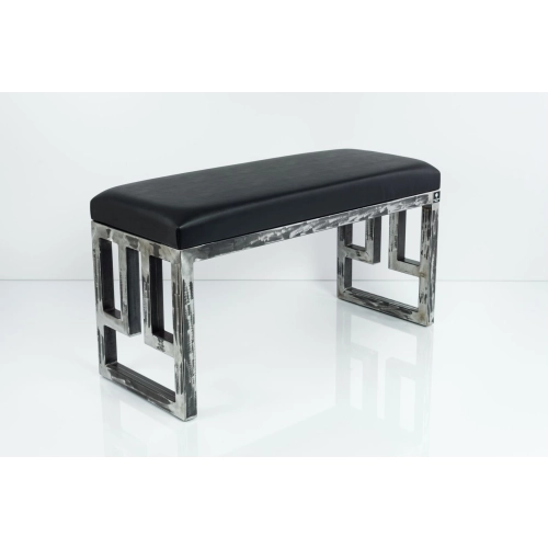 Ławka Metalowa Loft Siedzisko Ekoskóra Czarny LGM-16 Rozmiary od 50 cm do 200 cm