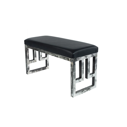 Ławka Metalowa Loft Siedzisko Ekoskóra Czarny LGM-16 Rozmiary od 50 cm do 200 cm