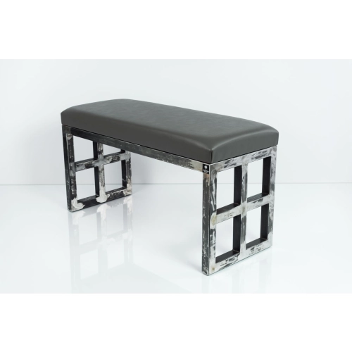 Ławka Metalowa Loft Siedzisko Ekoskóra Grafit LGM-17 Rozmiary od 50 cm do 200 cm