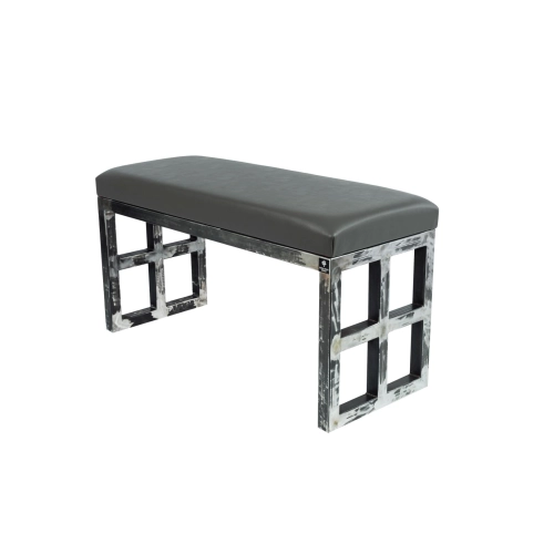 Ławka Metalowa Loft Siedzisko Ekoskóra Grafit LGM-17 Rozmiary od 50 cm do 200 cm