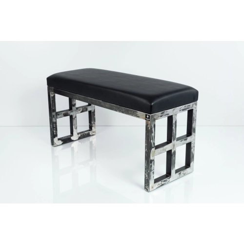 Ławka Metalowa Loft Siedzisko Ekoskóra Czarny LGM-17 Rozmiary od 50 cm do 200 cm