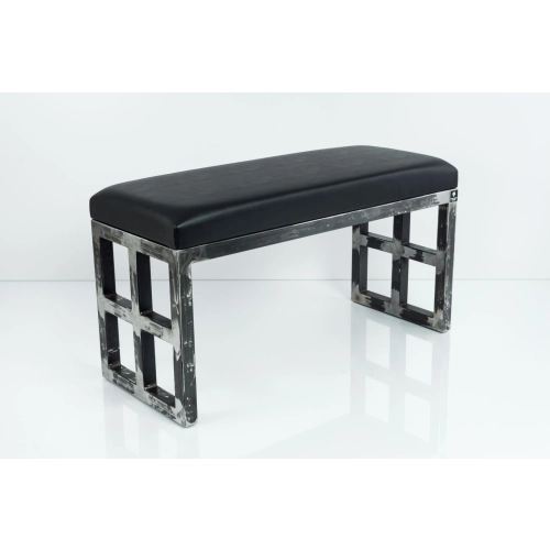 Ławka Metalowa Loft Siedzisko Ekoskóra Czarny LGM-17 Rozmiary od 50 cm do 200 cm