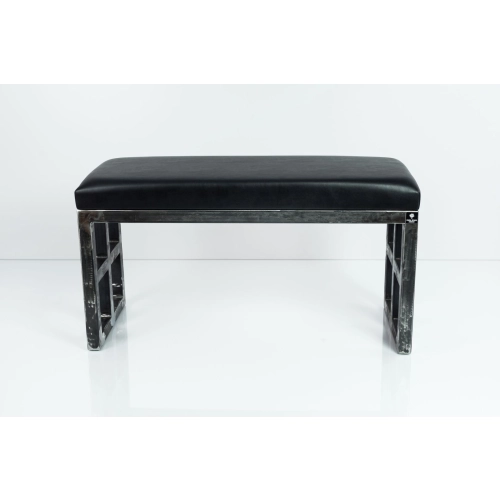 Ławka Metalowa Loft Siedzisko Ekoskóra Czarny LGM-17 Rozmiary od 50 cm do 200 cm