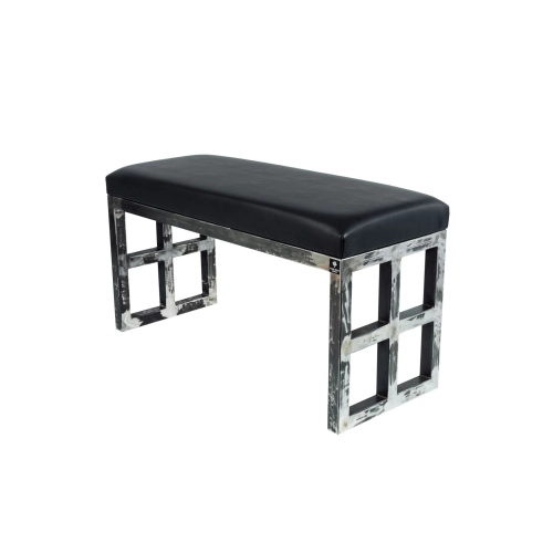 Ławka Metalowa Loft Siedzisko Ekoskóra Czarny LGM-17 Rozmiary od 50 cm do 200 cm