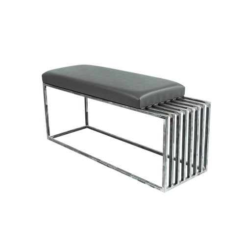 Ławka Metalowa Loft Siedzisko Ekoskóra Grafit LGM-18 Rozmiary od 50 cm do 200 cm