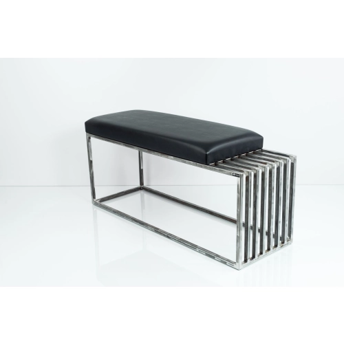 Ławka Metalowa Loft Siedzisko Ekoskóra Czarny LGM-18 Rozmiary od 50 cm do 200 cm
