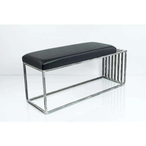 Ławka Metalowa Loft Siedzisko Ekoskóra Czarny LGM-18 Rozmiary od 50 cm do 200 cm