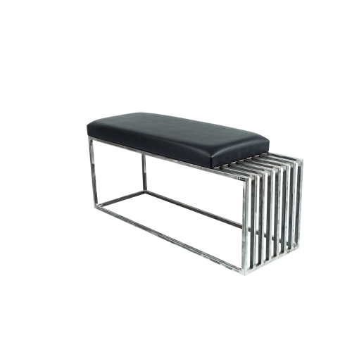 Ławka Metalowa Loft Siedzisko Ekoskóra Czarny LGM-18 Rozmiary od 50 cm do 200 cm