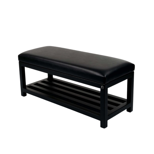 Ławka Pufa Tapicerowana Siedzisko Gładkie Czarny Ekoskóra LGM-25 Rozmiary od 50 cm do 200 cm