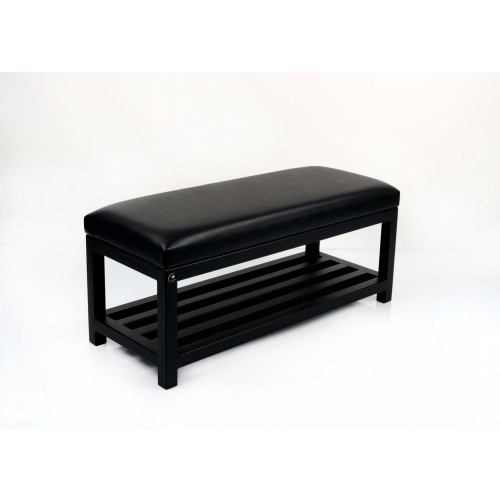 Ławka Pufa Tapicerowana Siedzisko Gładkie Czarny Ekoskóra LGM-25 Rozmiary od 50 cm do 200 cm