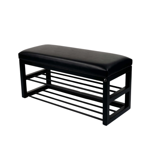 Ławka Pufa Tapicerowana Siedzisko Gładkie Czarny Ekoskóra LGM-5 Rozmiary od 50 cm do 200 cm